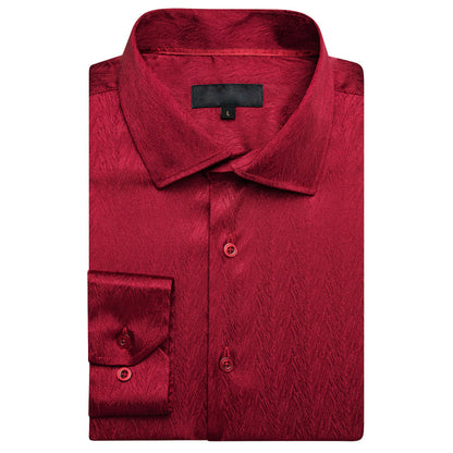 Red Novelty Silk Dress Shirt shirt    - Sophisticated Gentlemen