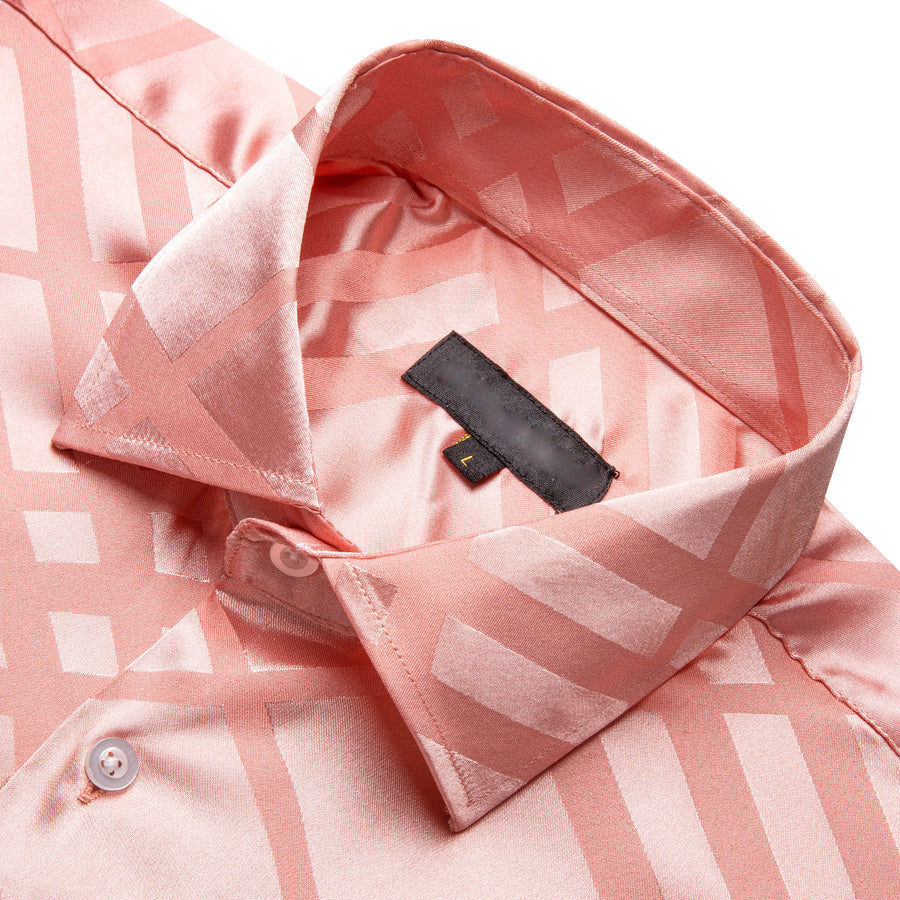 Baby Pink Plaid Silk Dress Shirt shirt    - Sophisticated Gentlemen