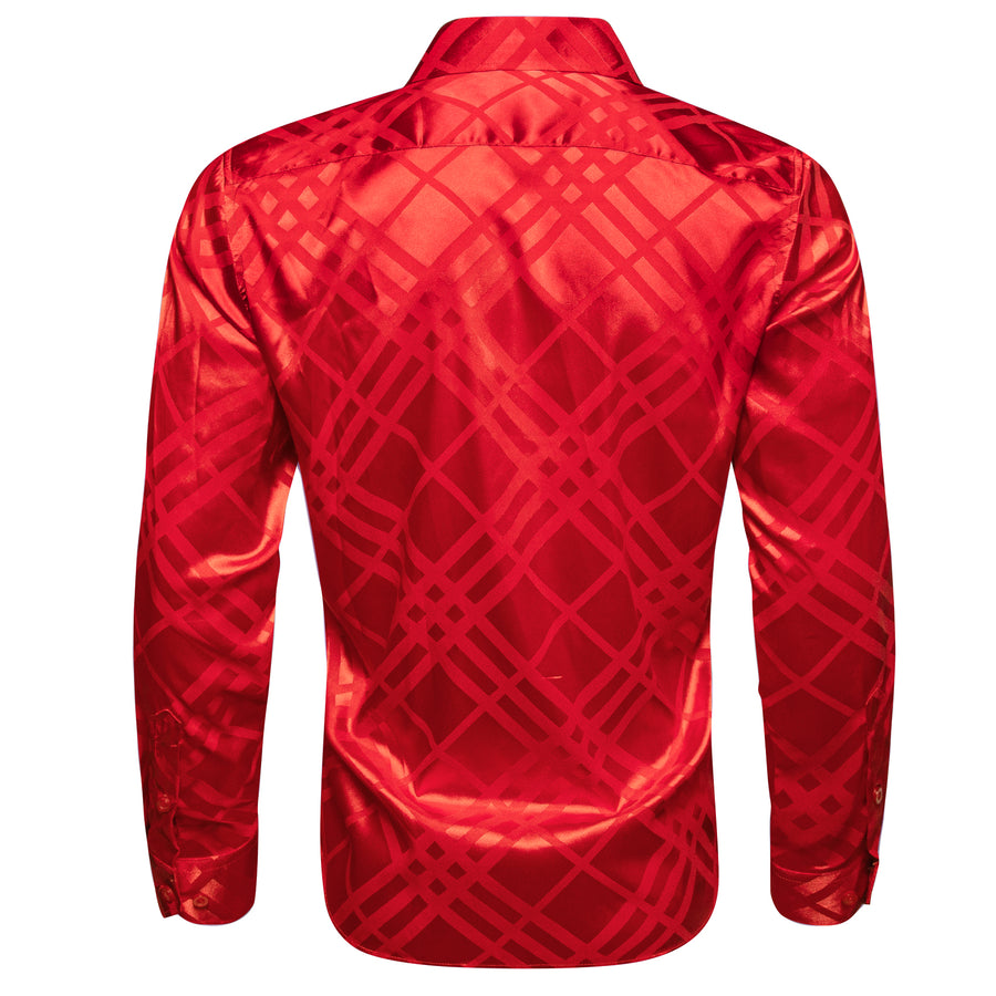 Red Plaid Silk Dress Shirt shirt    - Sophisticated Gentlemen