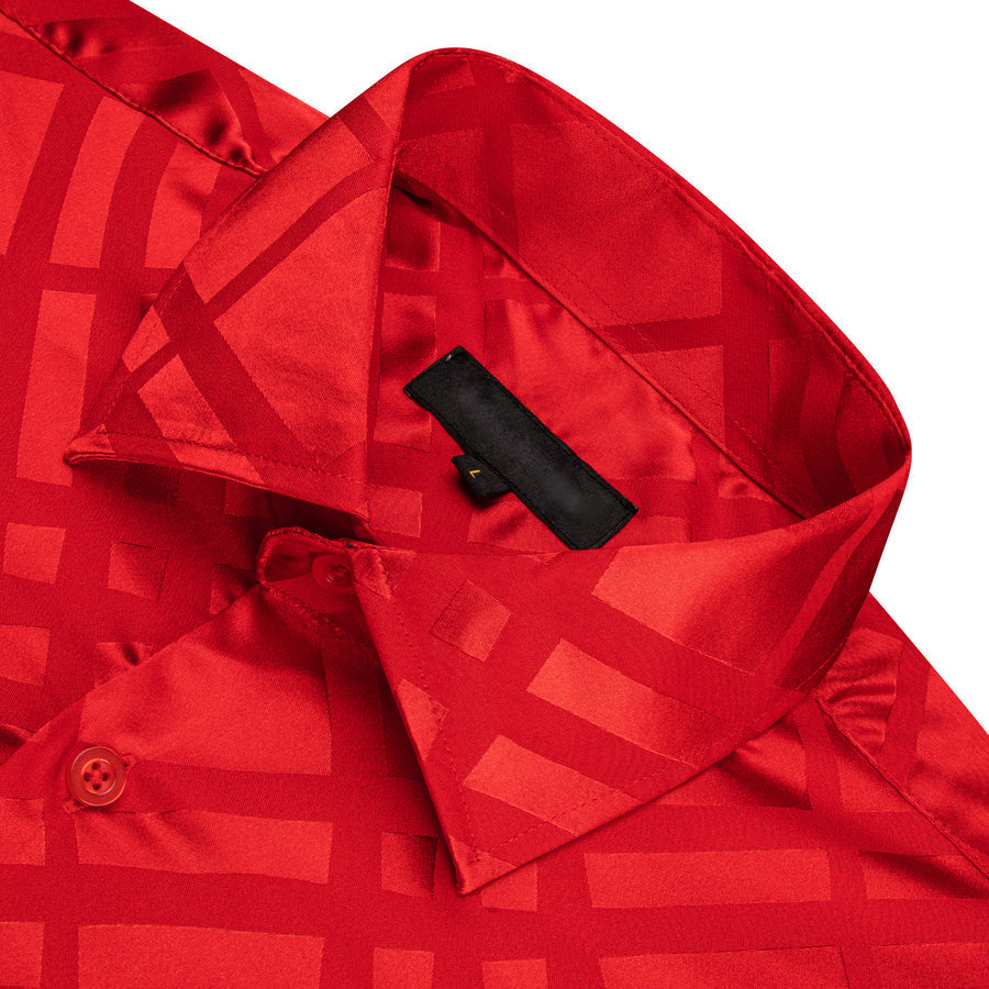 Red Plaid Silk Dress Shirt shirt    - Sophisticated Gentlemen