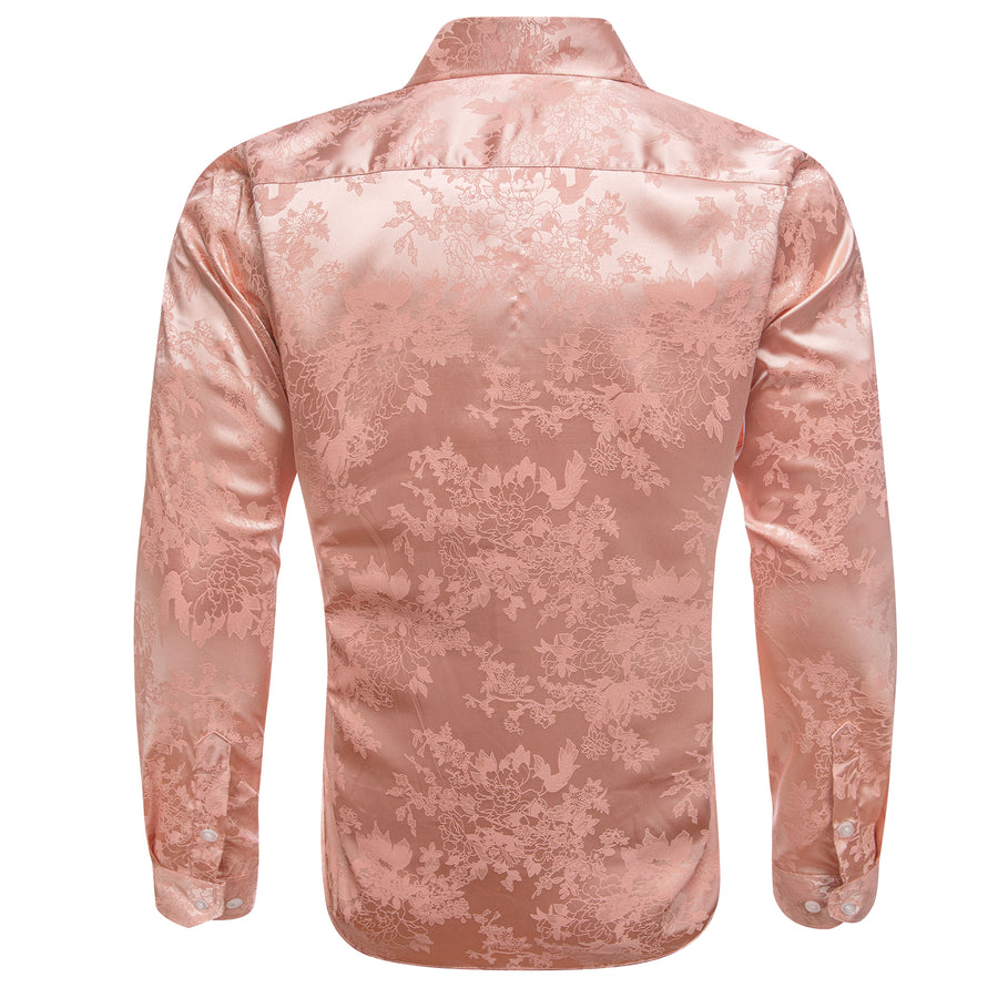 Light Pink Floral Silk Dress Shirt shirt    - Sophisticated Gentlemen