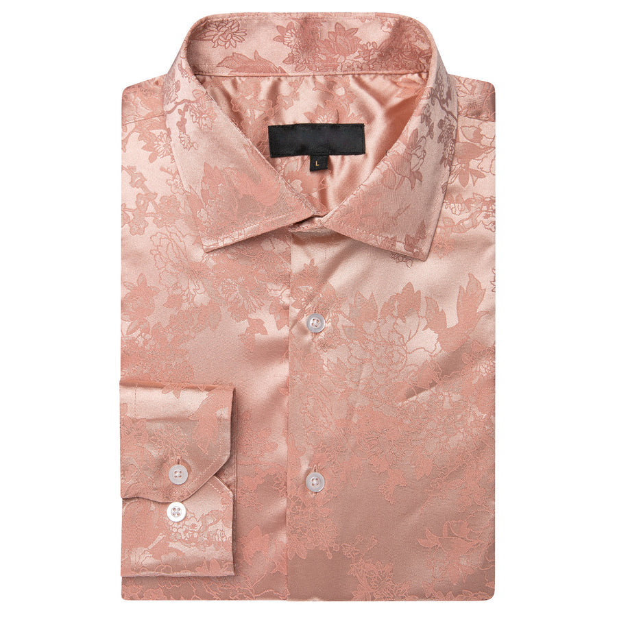 Light Pink Floral Silk Dress Shirt shirt    - Sophisticated Gentlemen