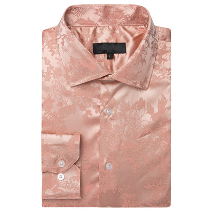 Light Pink Floral Silk Dress Shirt shirt    - Sophisticated Gentlemen