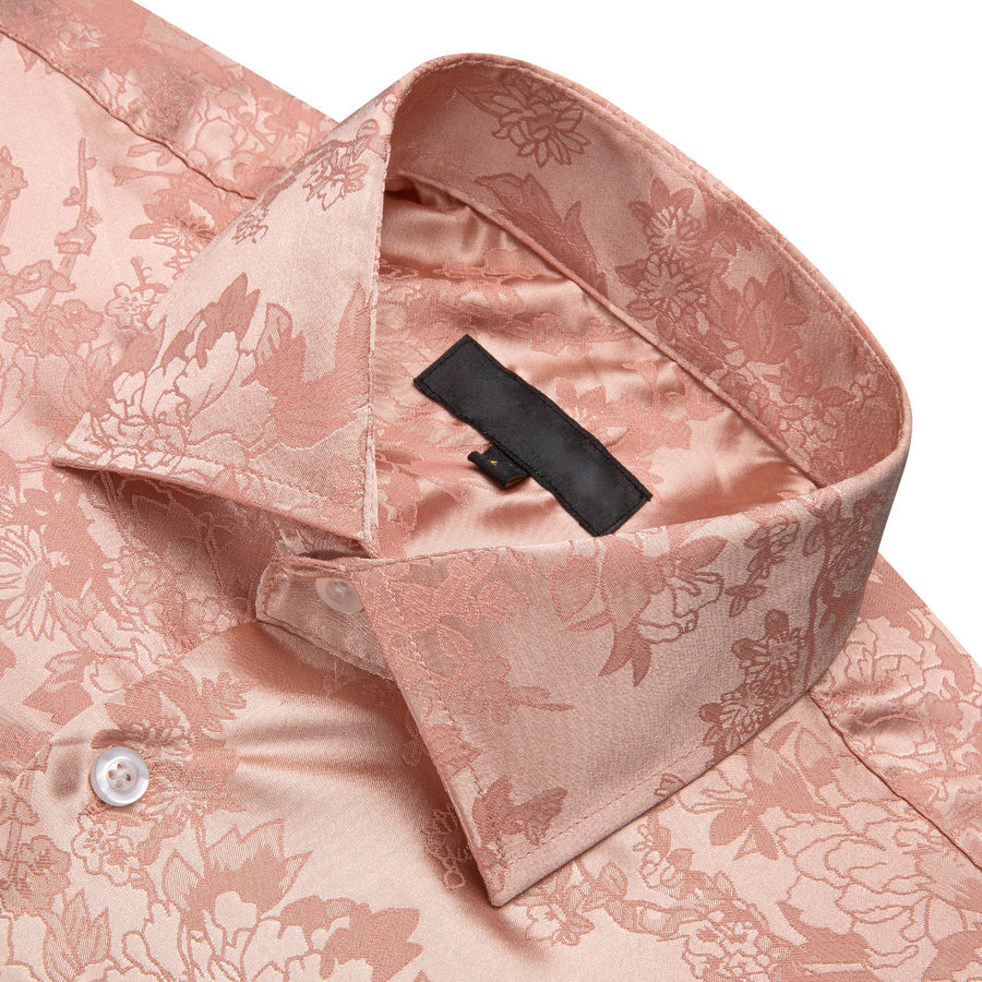 Light Pink Floral Silk Dress Shirt shirt    - Sophisticated Gentlemen