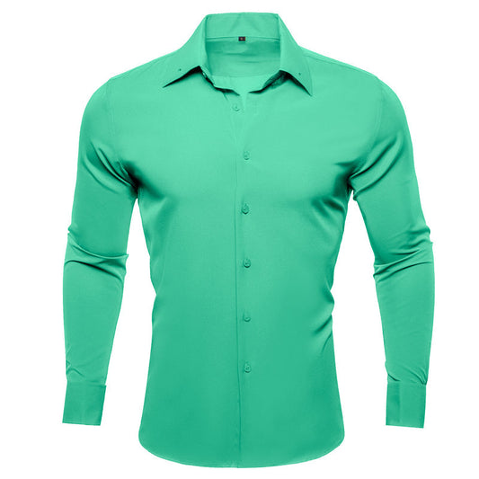 Sea Green Solid Woven Dress Shirt shirt S   - Sophisticated Gentlemen