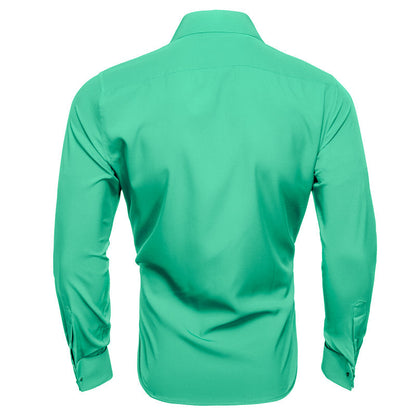 Sea Green Solid Woven Dress Shirt shirt    - Sophisticated Gentlemen