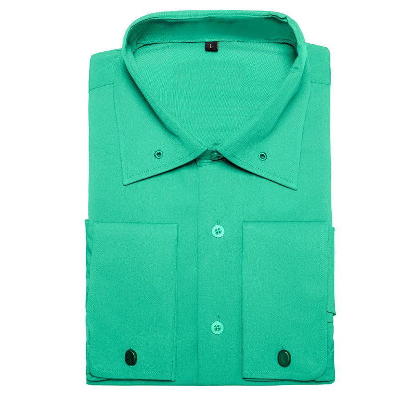Sea Green Solid Woven Dress Shirt shirt    - Sophisticated Gentlemen