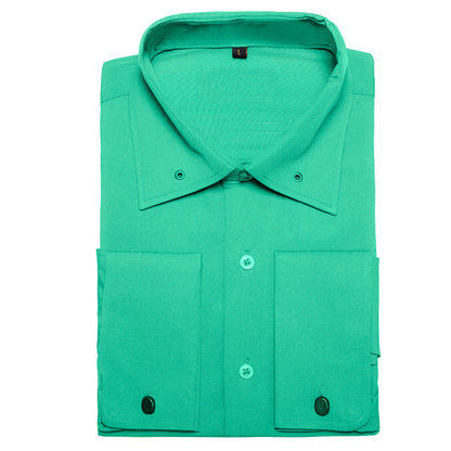Sea Green Solid Woven Dress Shirt shirt    - Sophisticated Gentlemen