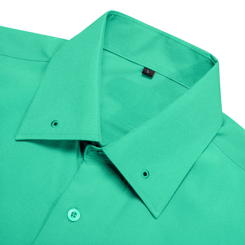 Sea Green Solid Woven Dress Shirt shirt    - Sophisticated Gentlemen