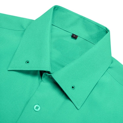 Sea Green Solid Woven Dress Shirt shirt    - Sophisticated Gentlemen
