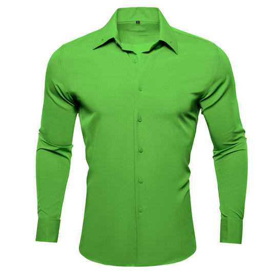Chartreuse Green Solid Woven Dress Shirt shirt S   - Sophisticated Gentlemen