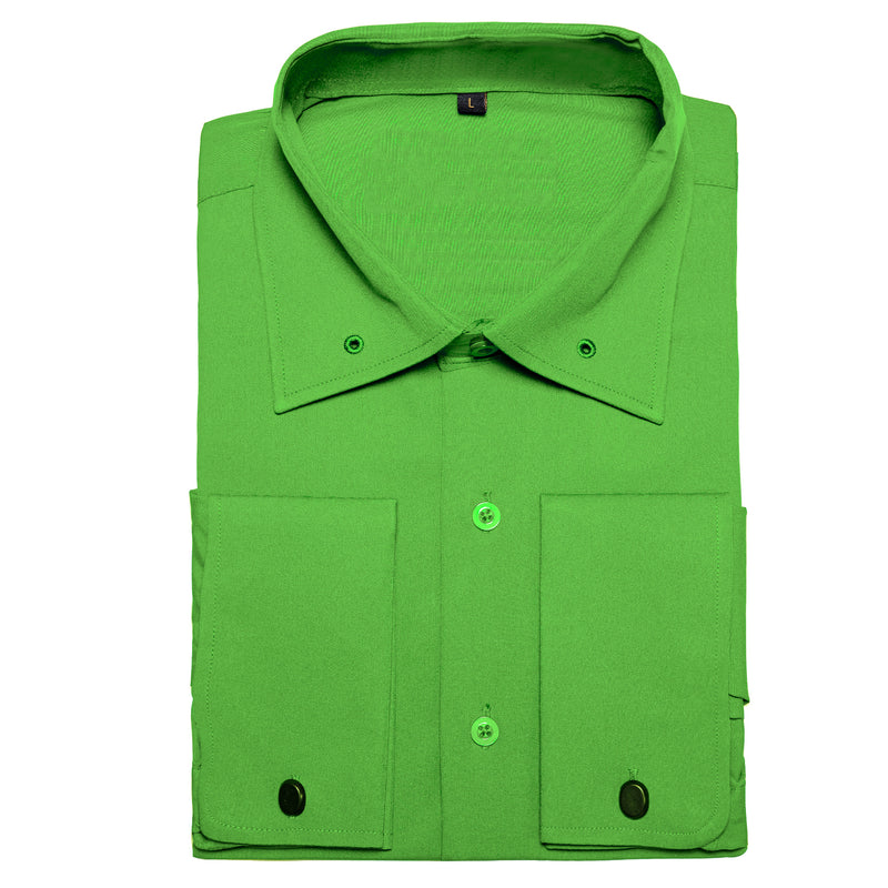 Chartreuse Green Solid Woven Dress Shirt shirt    - Sophisticated Gentlemen