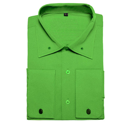 Chartreuse Green Solid Woven Dress Shirt shirt    - Sophisticated Gentlemen