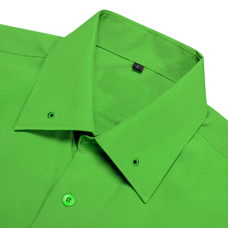 Chartreuse Green Solid Woven Dress Shirt shirt    - Sophisticated Gentlemen