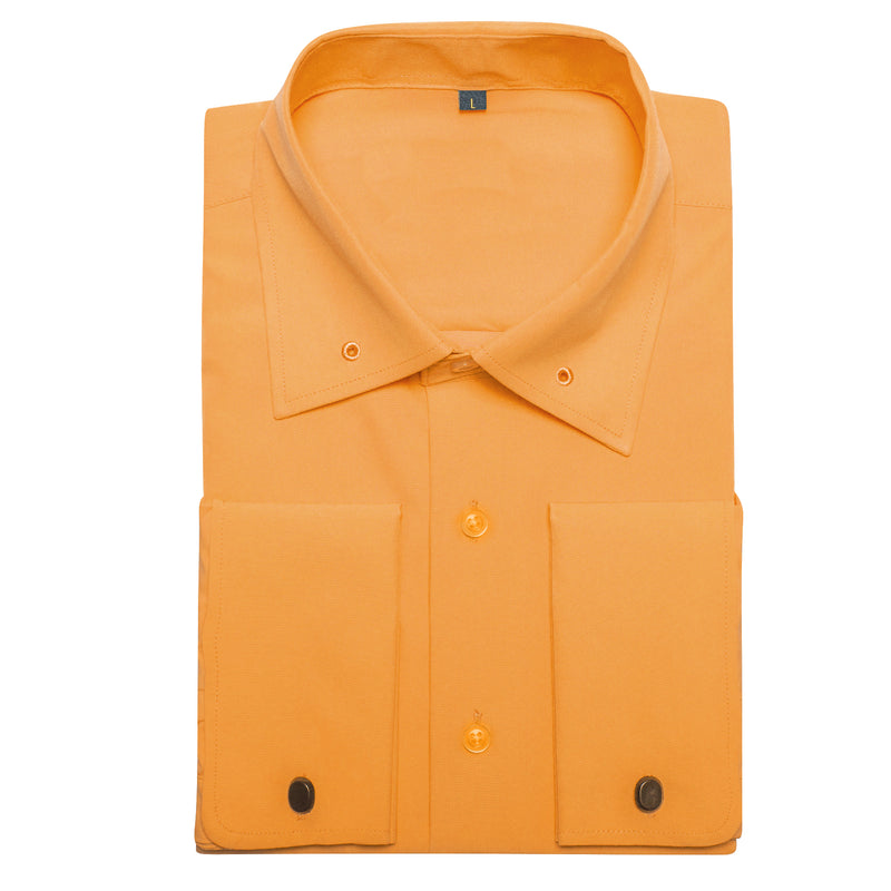 Light Orange Solid Woven Dress Shirt shirt    - Sophisticated Gentlemen