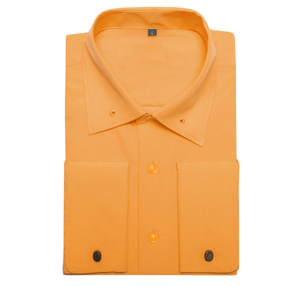 Light Orange Solid Woven Dress Shirt shirt    - Sophisticated Gentlemen