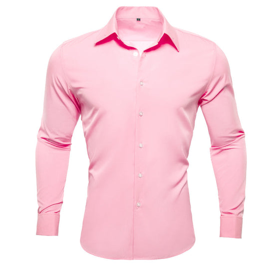 Pink Solid Woven Dress Shirt shirt S   - Sophisticated Gentlemen