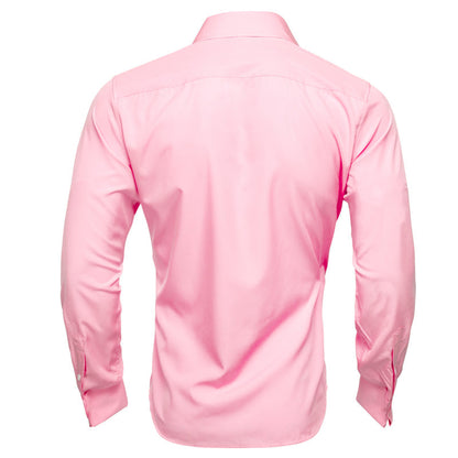 Pink Solid Woven Dress Shirt shirt    - Sophisticated Gentlemen