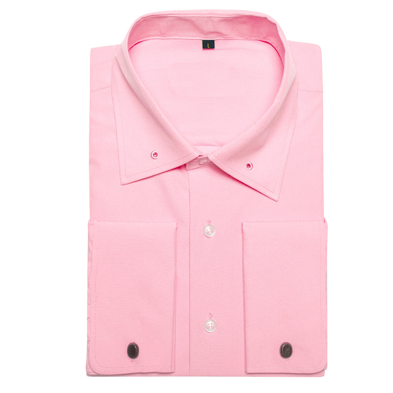 Pink Solid Woven Dress Shirt shirt    - Sophisticated Gentlemen