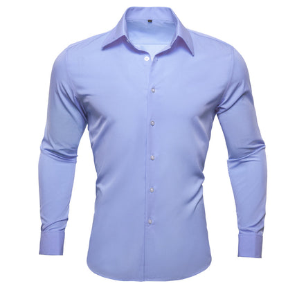 Lavender Purple Solid Woven Dress Shirt shirt S   - Sophisticated Gentlemen