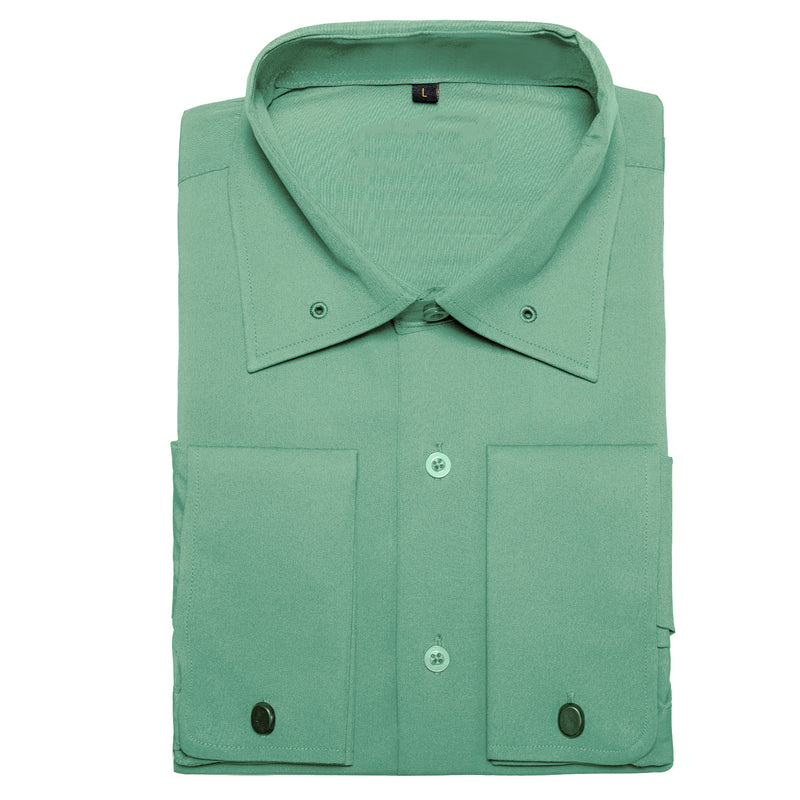 Dark Sea Green Solid Woven Dress Shirt shirt    - Sophisticated Gentlemen