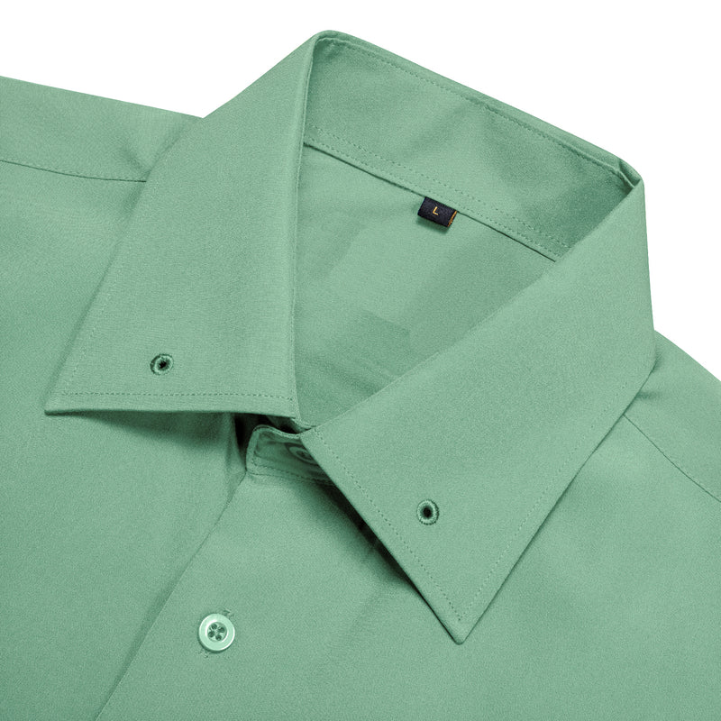Dark Sea Green Solid Woven Dress Shirt shirt    - Sophisticated Gentlemen