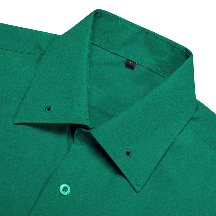 Dark Green Solid Woven Dress Shirt shirt    - Sophisticated Gentlemen