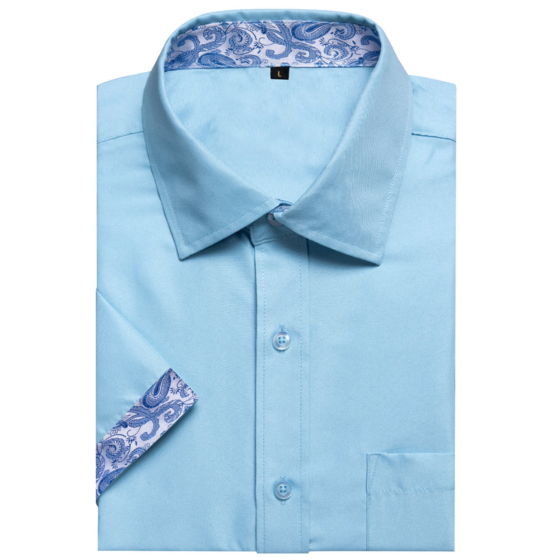 Blue Paisley Silk Men's Dress Shirt shirt    - Sophisticated Gentlemen