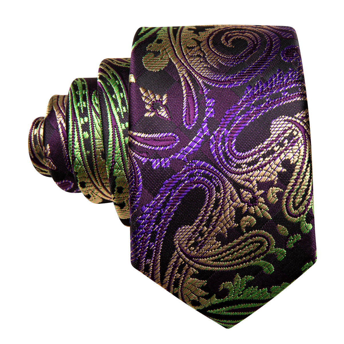 Purple Gold Paisley Children Tie, Pocket Square and Cufflinks Set tie sets    - Sophisticated Gentlemen