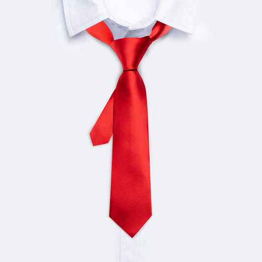 Red Solid Silk Children Tie, Pocket Square and Cufflinks Set tie sets    - Sophisticated Gentlemen