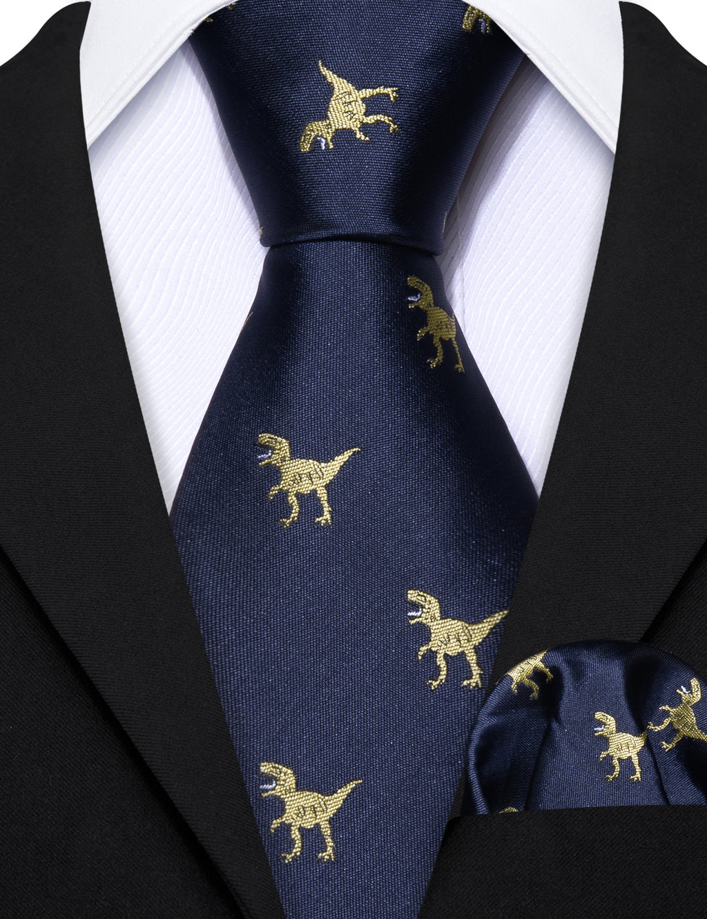 Blue Dinosaur Silk Kid's Tie, Pocket Square and Cufflinks Set tie sets    - Sophisticated Gentlemen