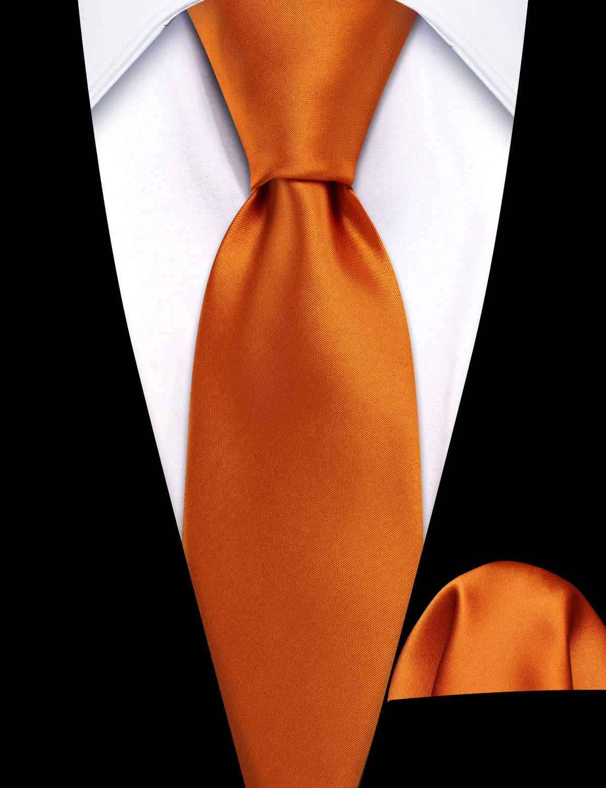 Orange Solid Tie, Pocket Square and Cufflinks Set tie sets    - Sophisticated Gentlemen
