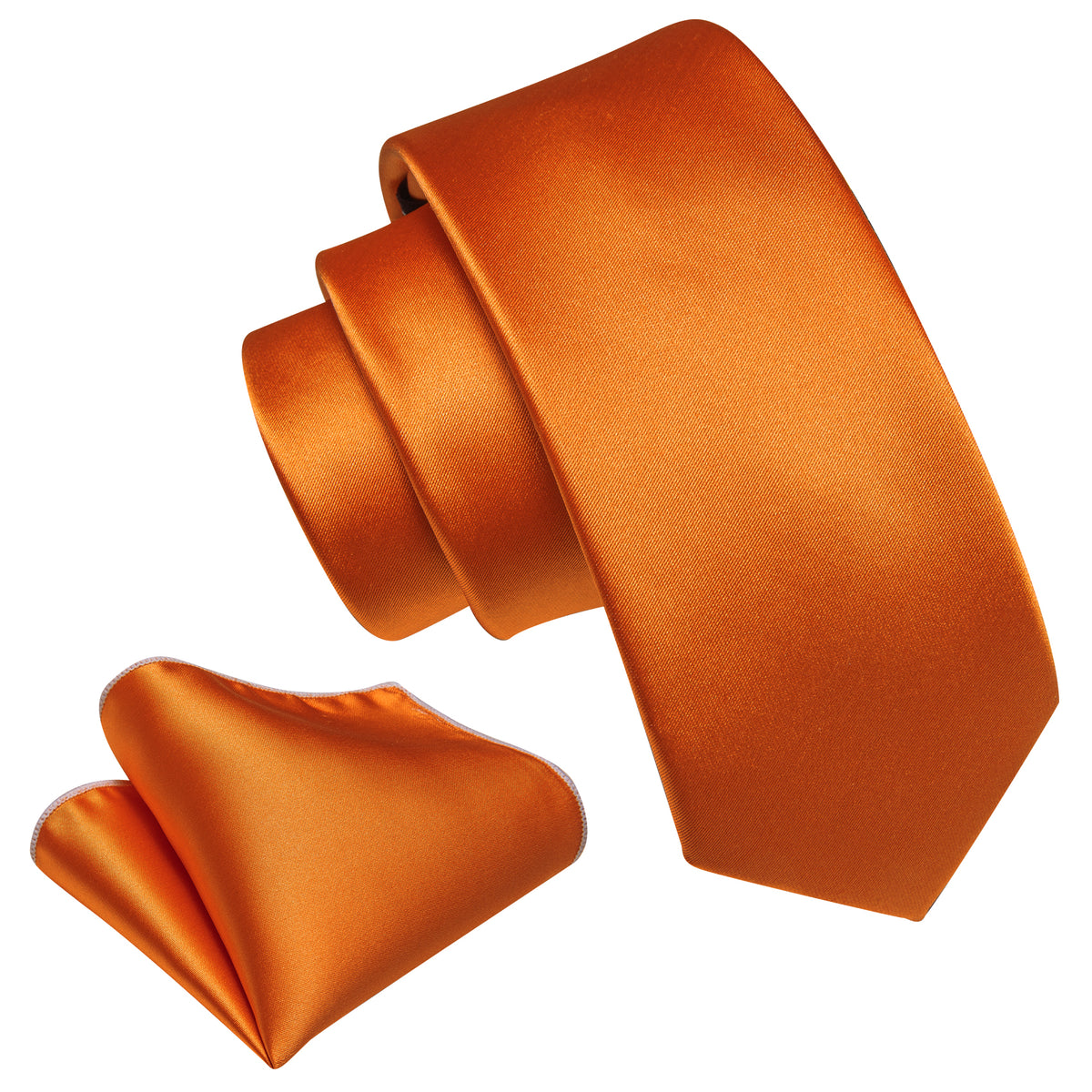 Orange Solid Tie, Pocket Square and Cufflinks Set tie sets    - Sophisticated Gentlemen