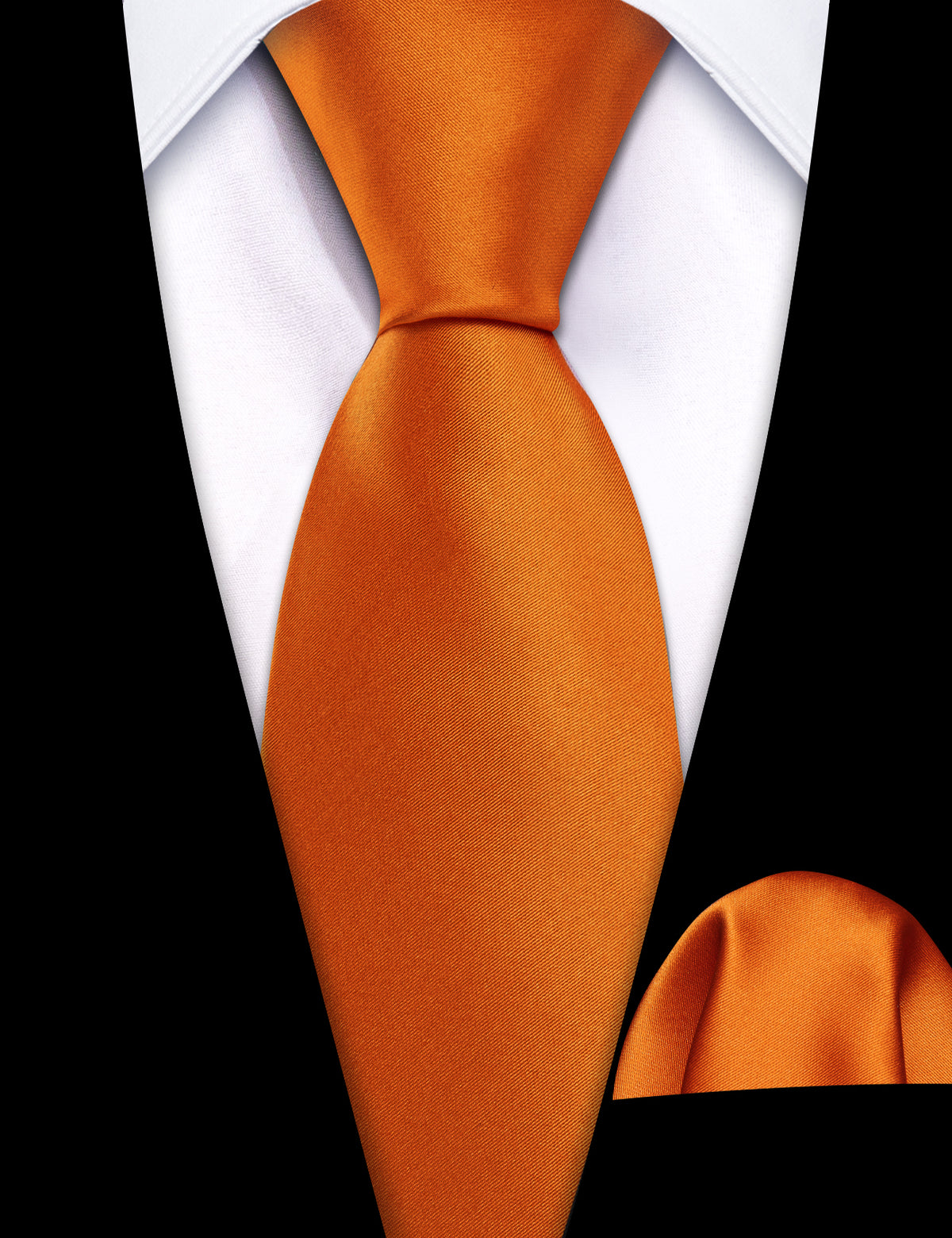 Orange Solid Tie, Pocket Square and Cufflinks Set tie sets    - Sophisticated Gentlemen