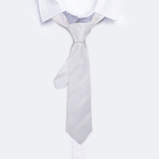 White Striped Children Tie, Pocket Square and Cufflinks Set tie sets    - Sophisticated Gentlemen