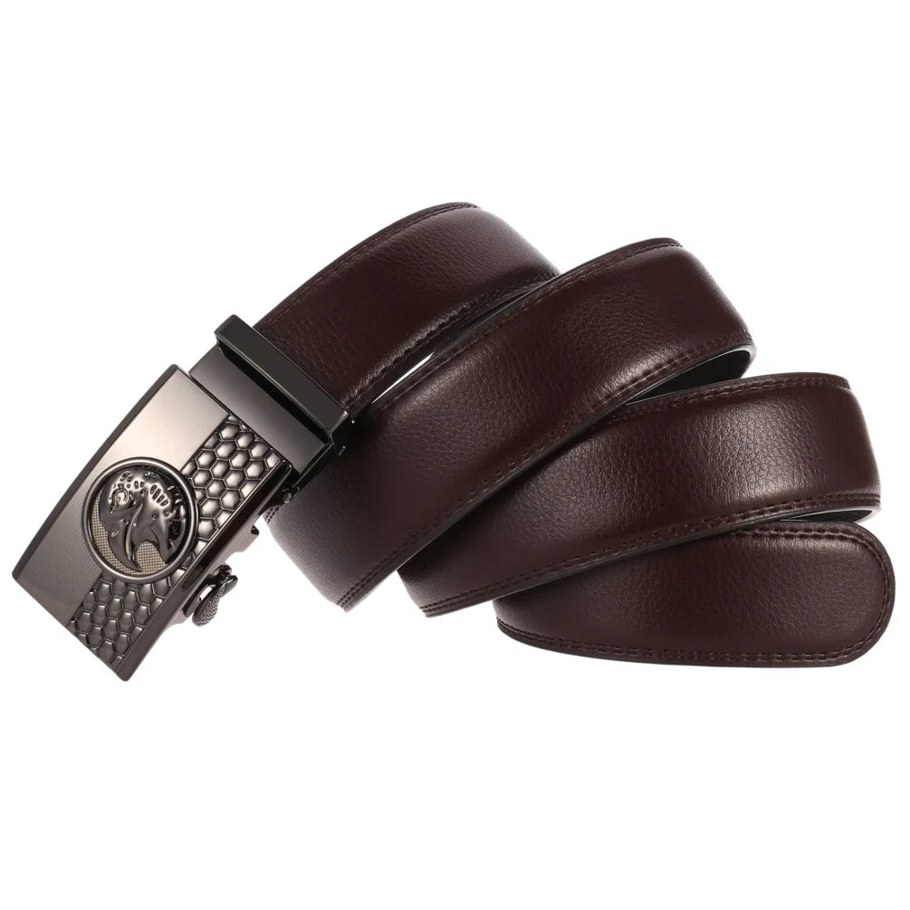 Elegant Eagle Buckle Leather Belt Belt    - Sophisticated Gentlemen