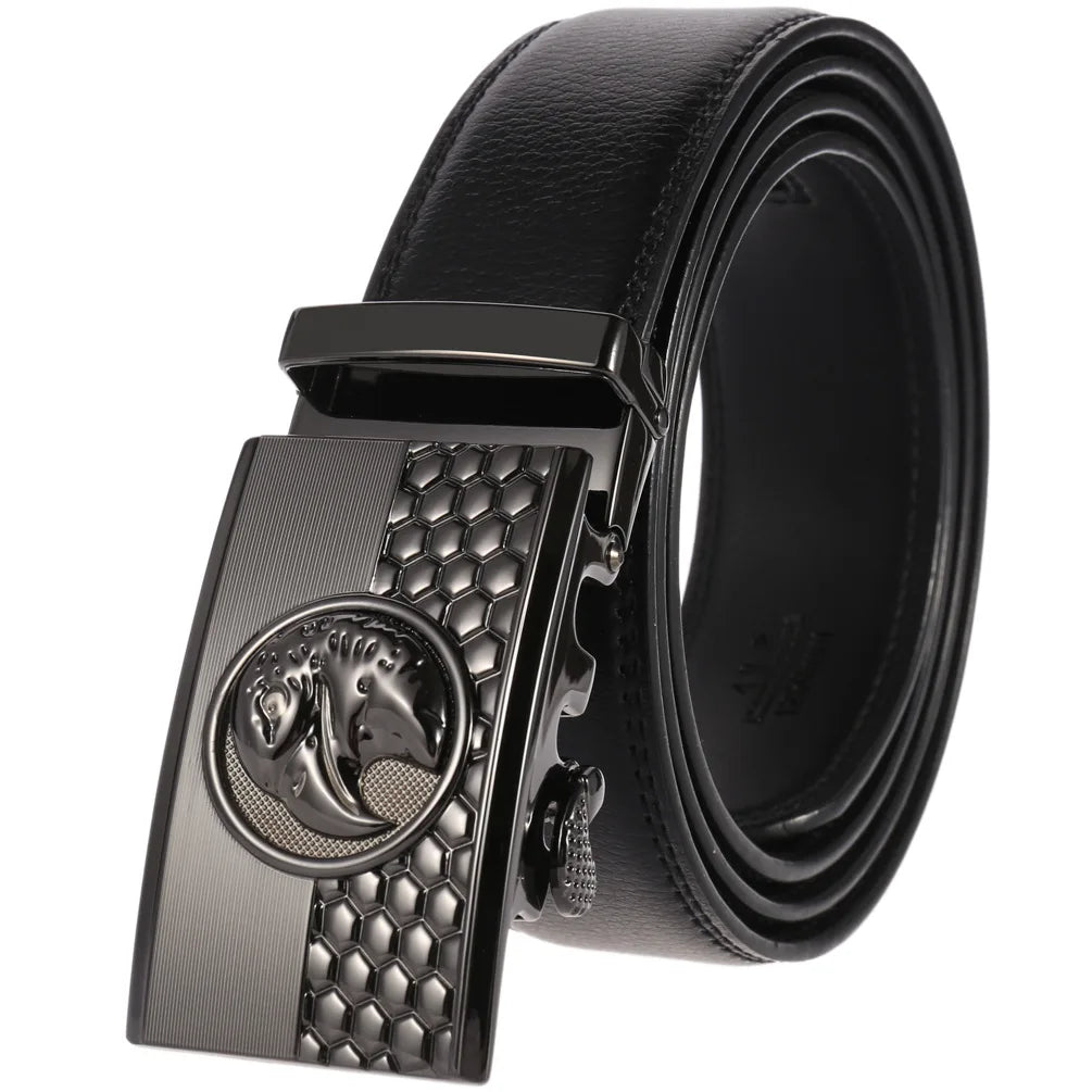 Elegant Eagle Buckle Leather Belt Belt    - Sophisticated Gentlemen