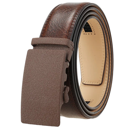 Classic Rectangle Buckle Leather Belt belt 43" Coffee C - Sophisticated Gentlemen