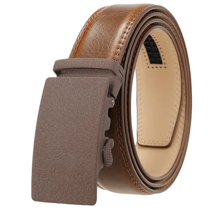 Classic Rectangle Buckle Leather Belt belt 43" Vintage Brown C - Sophisticated Gentlemen