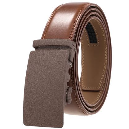 Classic Rectangle Buckle Leather Belt belt 43" Brown C - Sophisticated Gentlemen