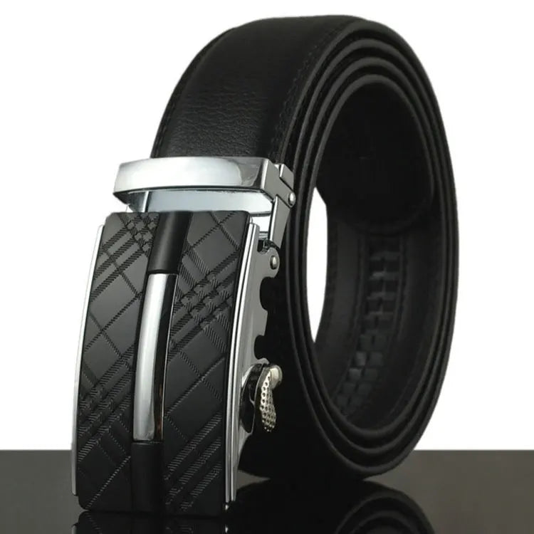 Bold Square Buckle Leather Belt belt 43" Black Strap Black - Sophisticated Gentlemen