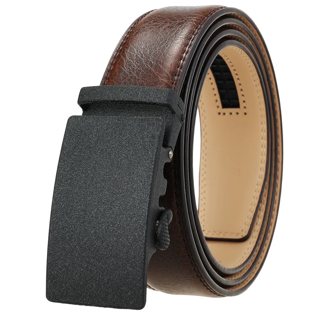 Classic Rectangle Buckle Leather Belt belt 43" Coffee B - Sophisticated Gentlemen