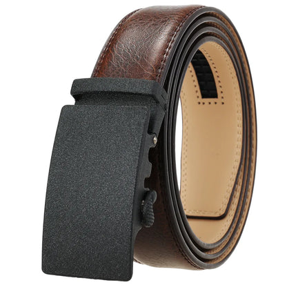 Classic Rectangle Buckle Leather Belt belt 43" Coffee B - Sophisticated Gentlemen