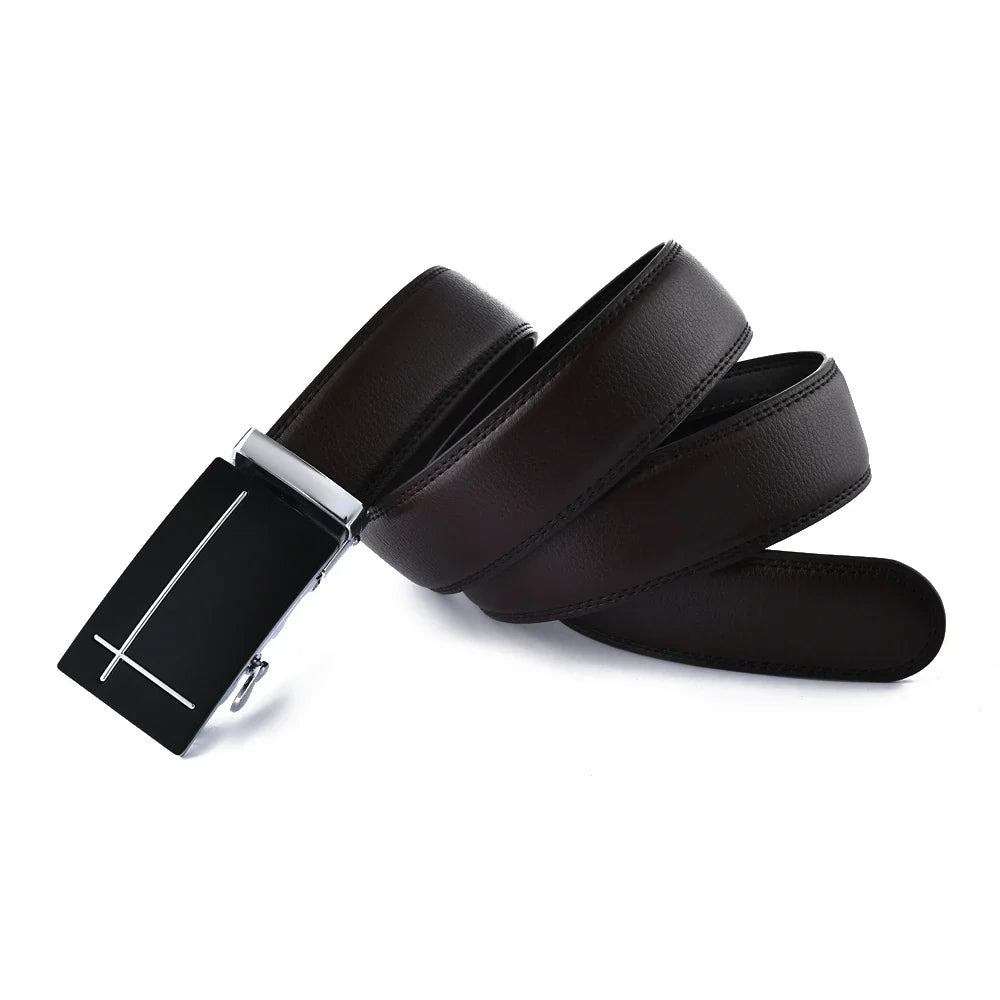 Elegant Cross Buckle Leather Belt BELT    - Sophisticated Gentlemen