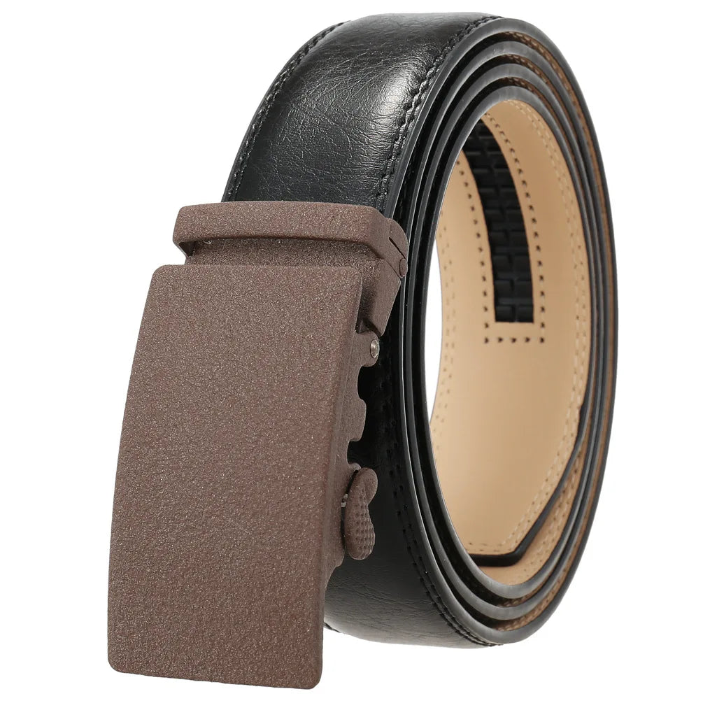 Classic Rectangle Buckle Leather Belt belt 43" Vintage Black C - Sophisticated Gentlemen