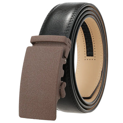 Classic Rectangle Buckle Leather Belt belt 43" Vintage Black C - Sophisticated Gentlemen