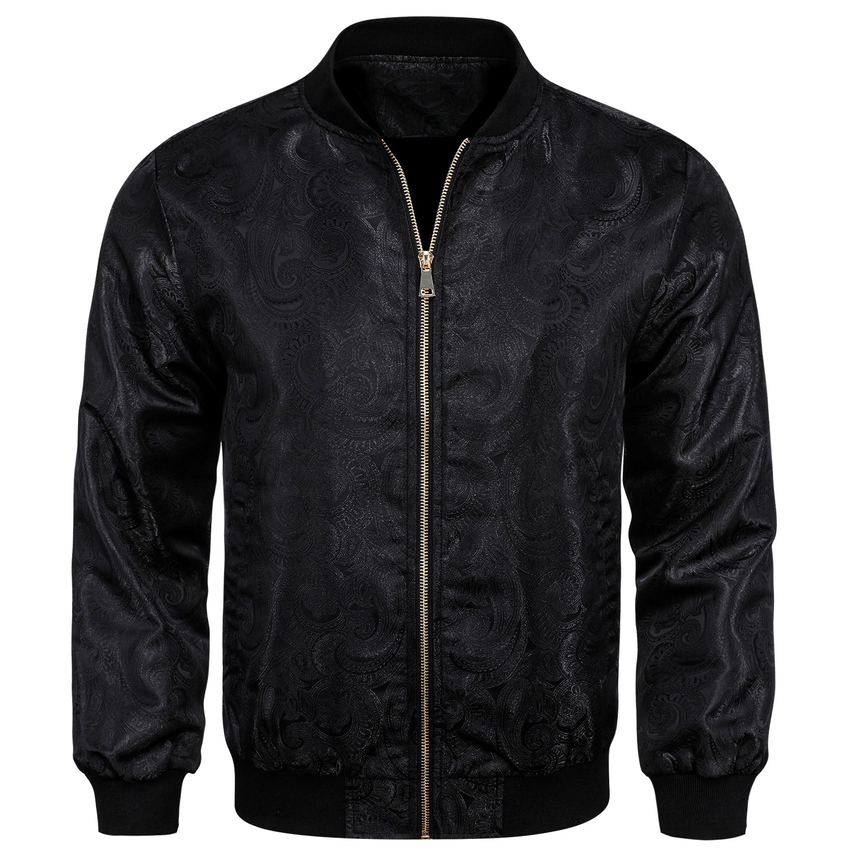 Black Paisley Bomber Jacket jacket S   - Sophisticated Gentlemen