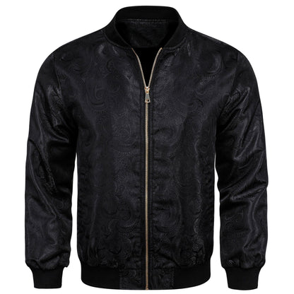 Black Paisley Bomber Jacket jacket S   - Sophisticated Gentlemen