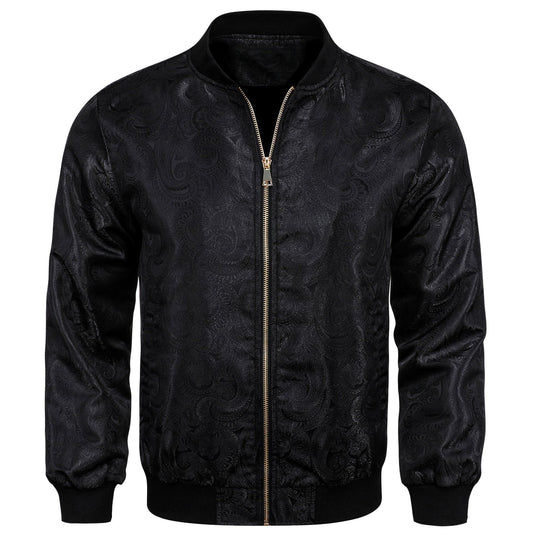Black Paisley Bomber Jacket jacket S   - Sophisticated Gentlemen