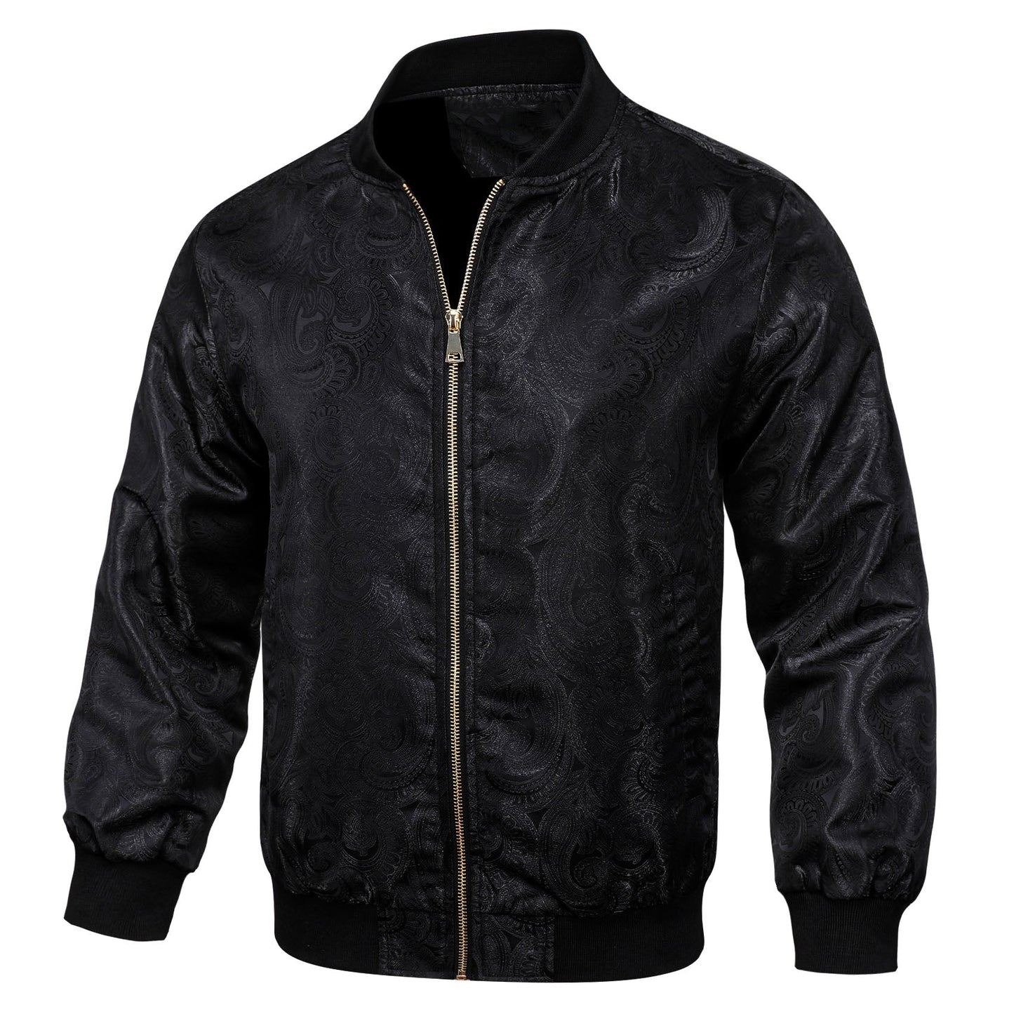 Black Paisley Bomber Jacket jacket    - Sophisticated Gentlemen